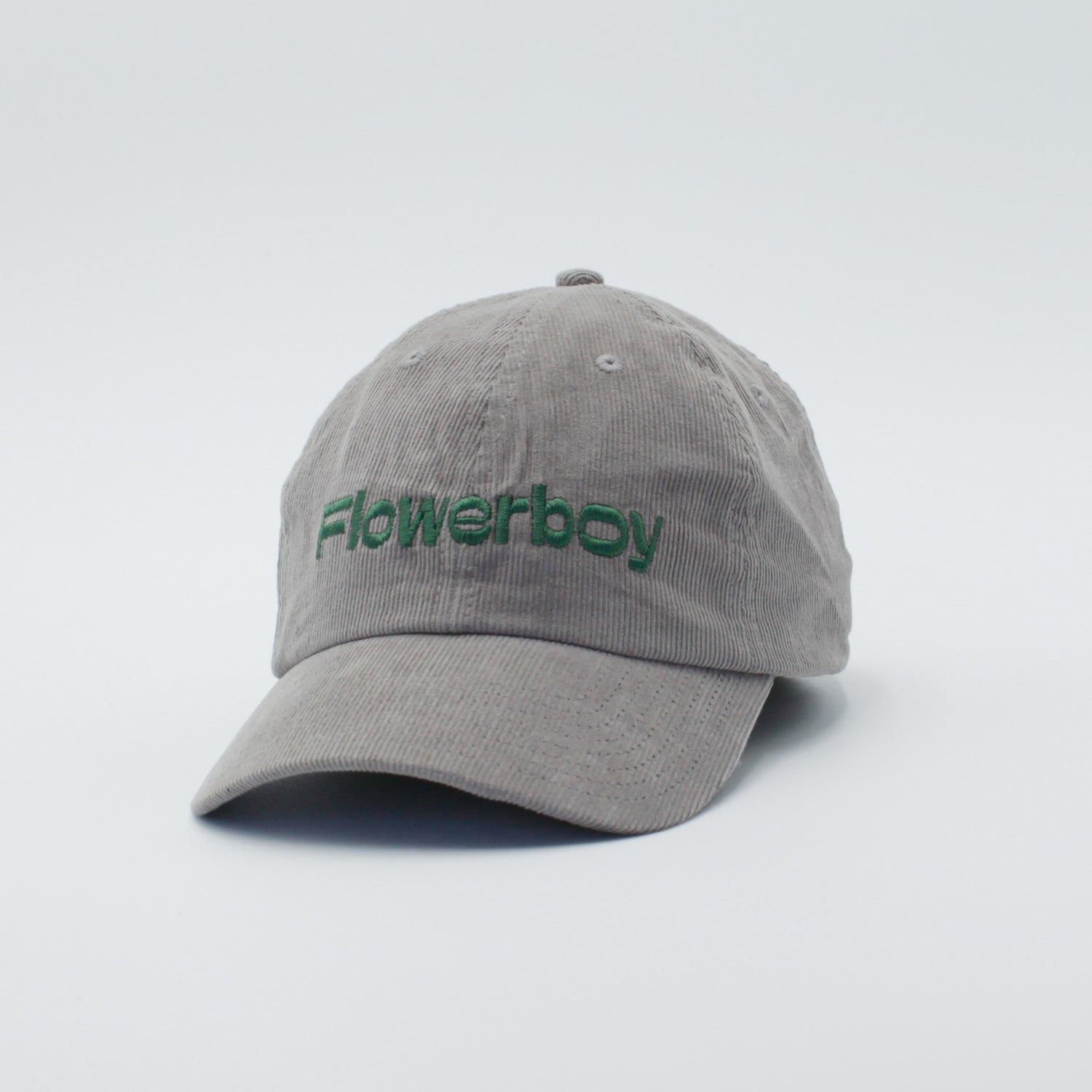 Flowerboy Project Embroidered Corduroy Cap | Grey & Green