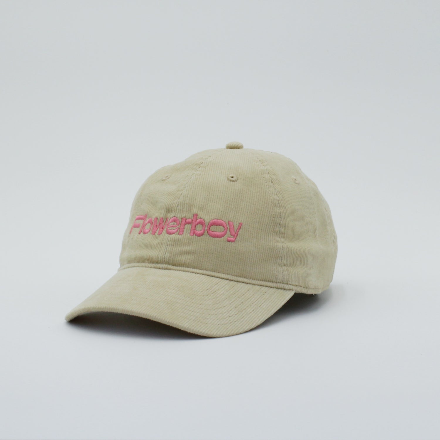 Flowerboy Project Embroidered Corduroy Cap | Tan & Pink