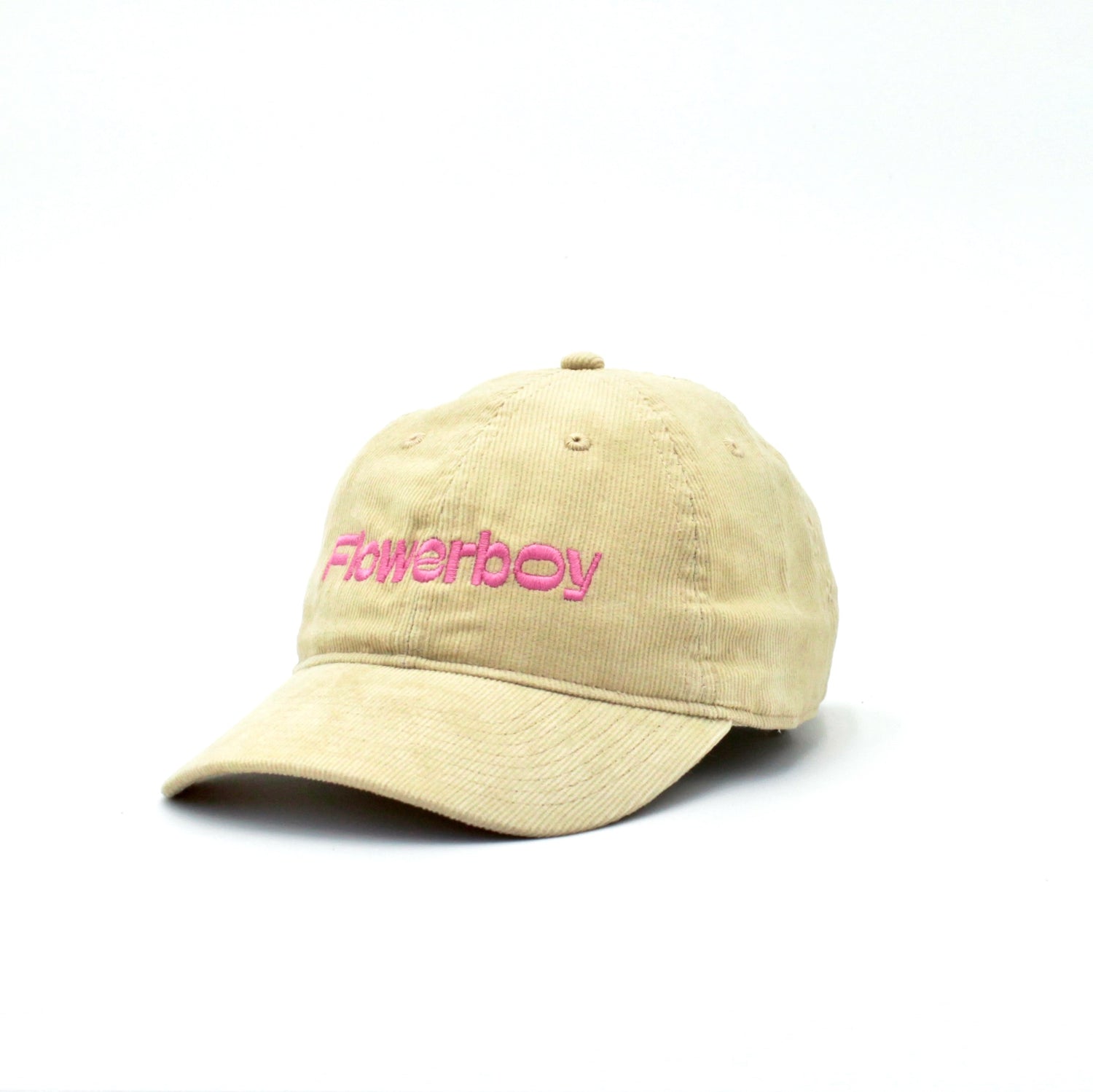 Flowerboy Project Embroidered Corduroy Cap | Tan & Pink