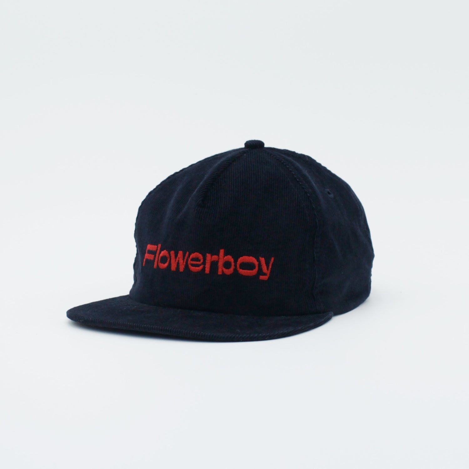 Flowerboy Project Embroidered Corduroy Snapback Cap | Navy & Red