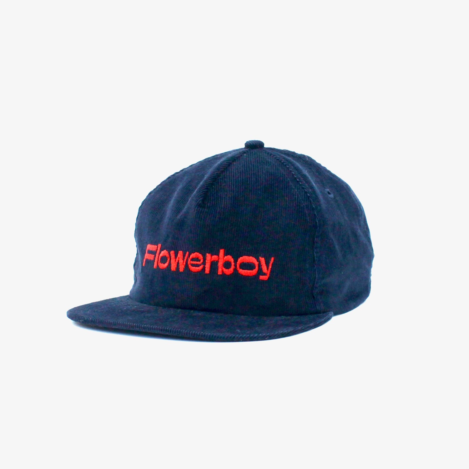 Flowerboy Project Embroidered Corduroy Snapback Cap | Navy & Red