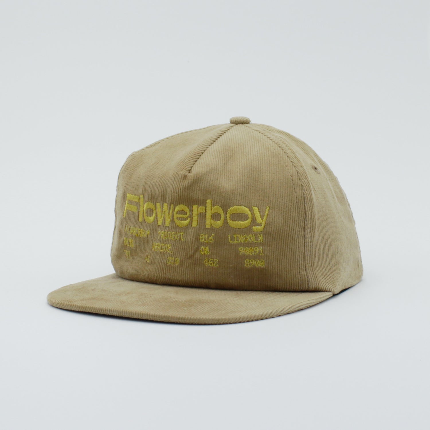 Flowerboy Project Embroidered Corduroy Snapback Cap | Tan & Gold