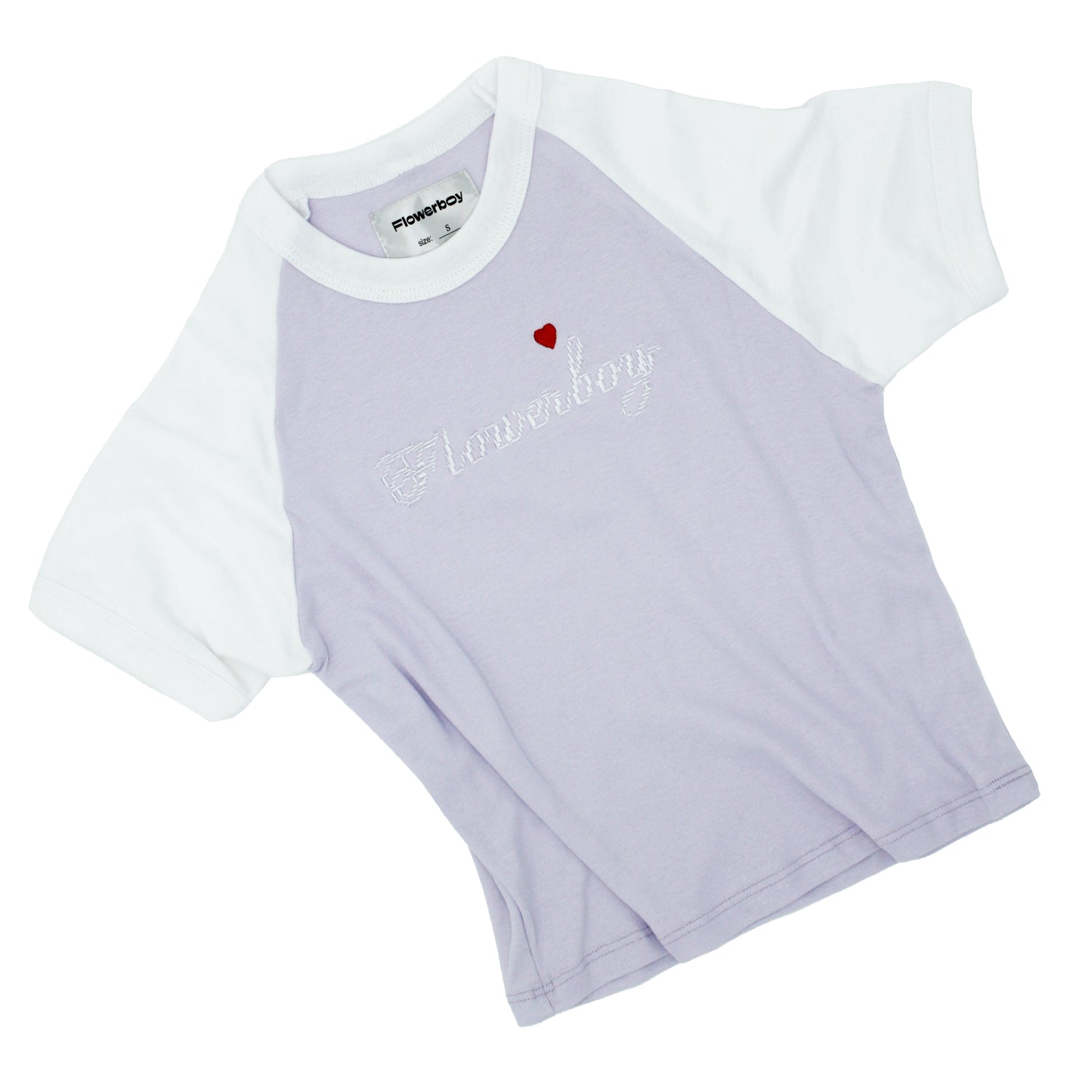 Flowerboy Project Cropped Raglan Tee | Taro and White