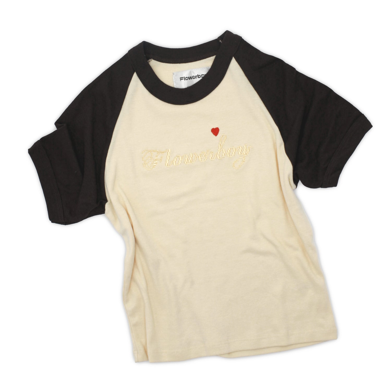 Flowerboy Project Cropped Raglan Tee | Creme and Brown