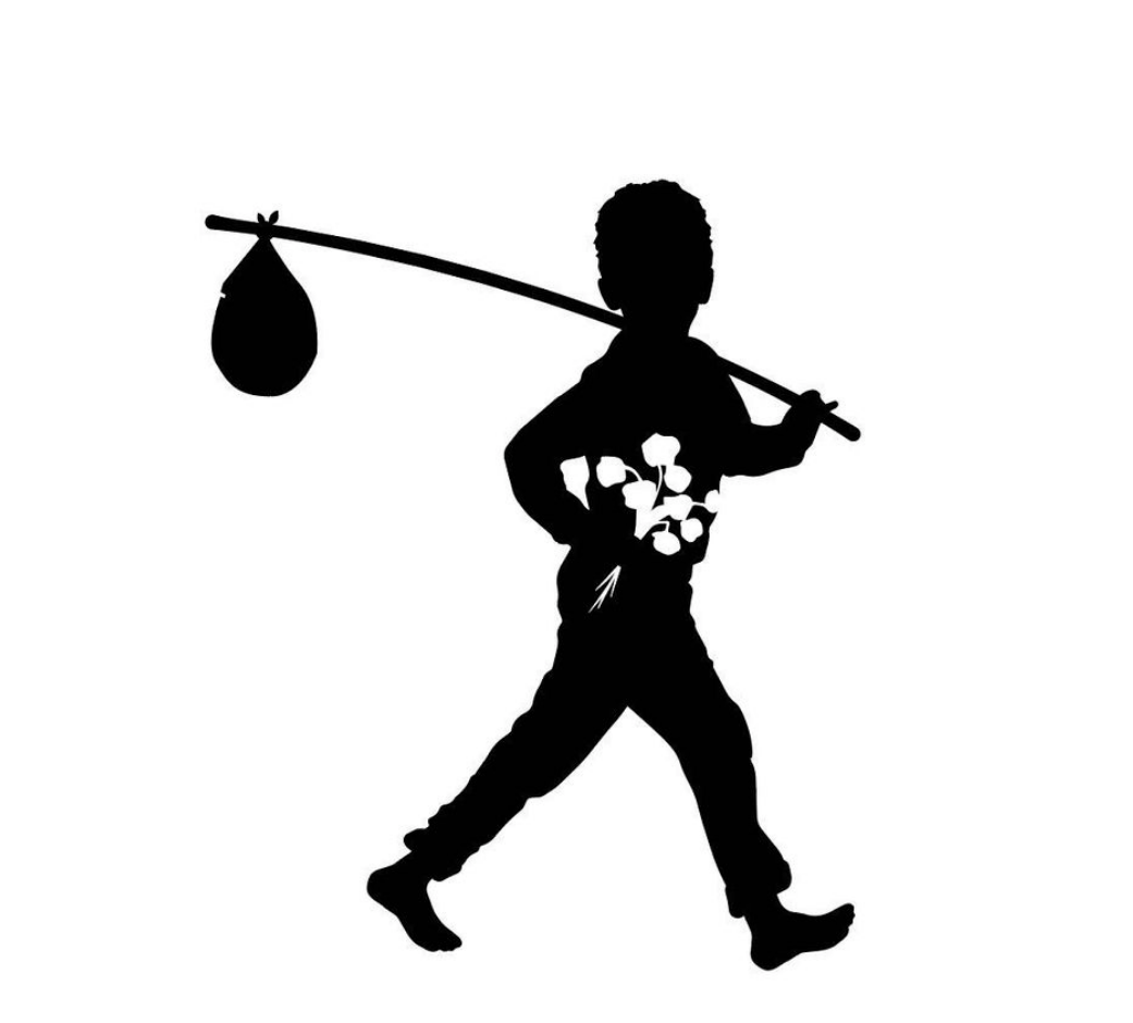 Silhouette of Flowerboy with bindle