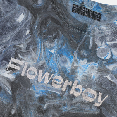 Flowerboy Blue Dip-Dyed Crewneck Front Detail