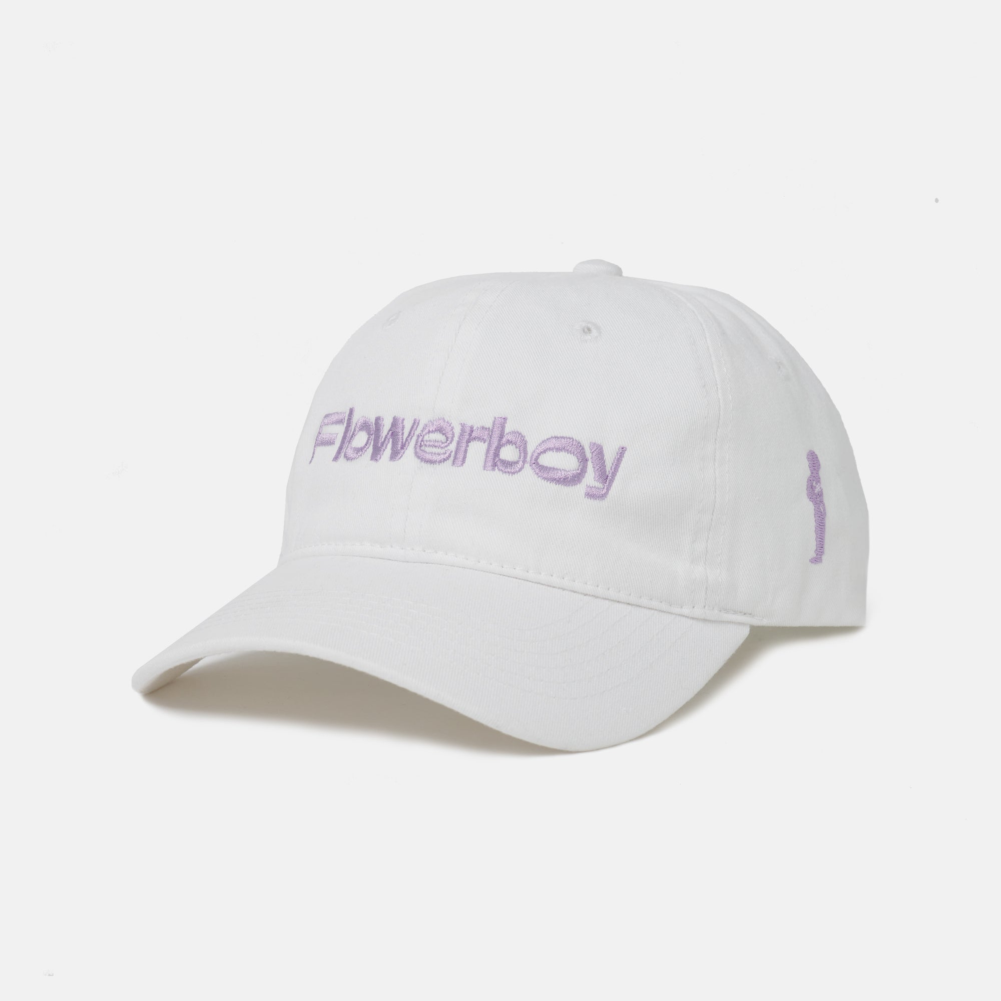 FLOWERBOY PROJECT EMBROIDERED LOGO DAD HAT | WHITE & LILAC