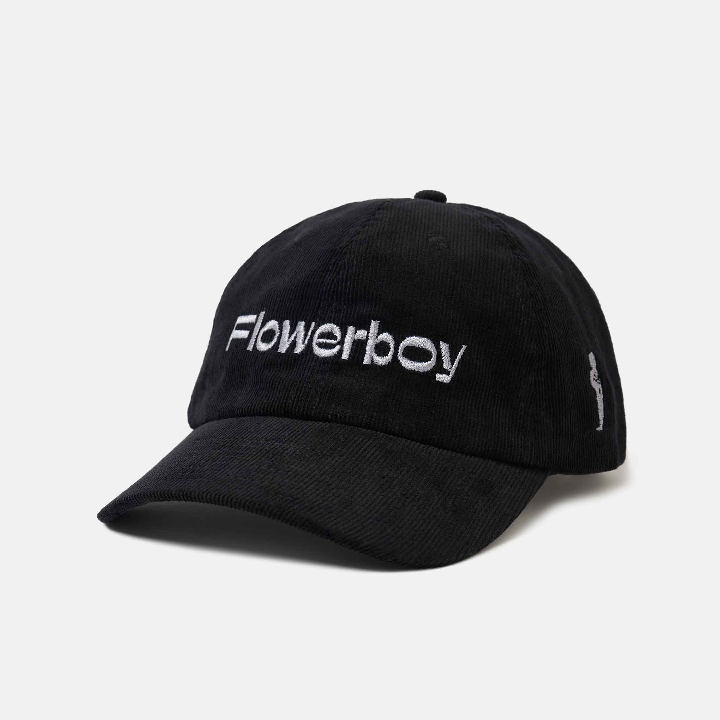 Flowerboy Project Embroidered Corduroy Cap | Black & Silver